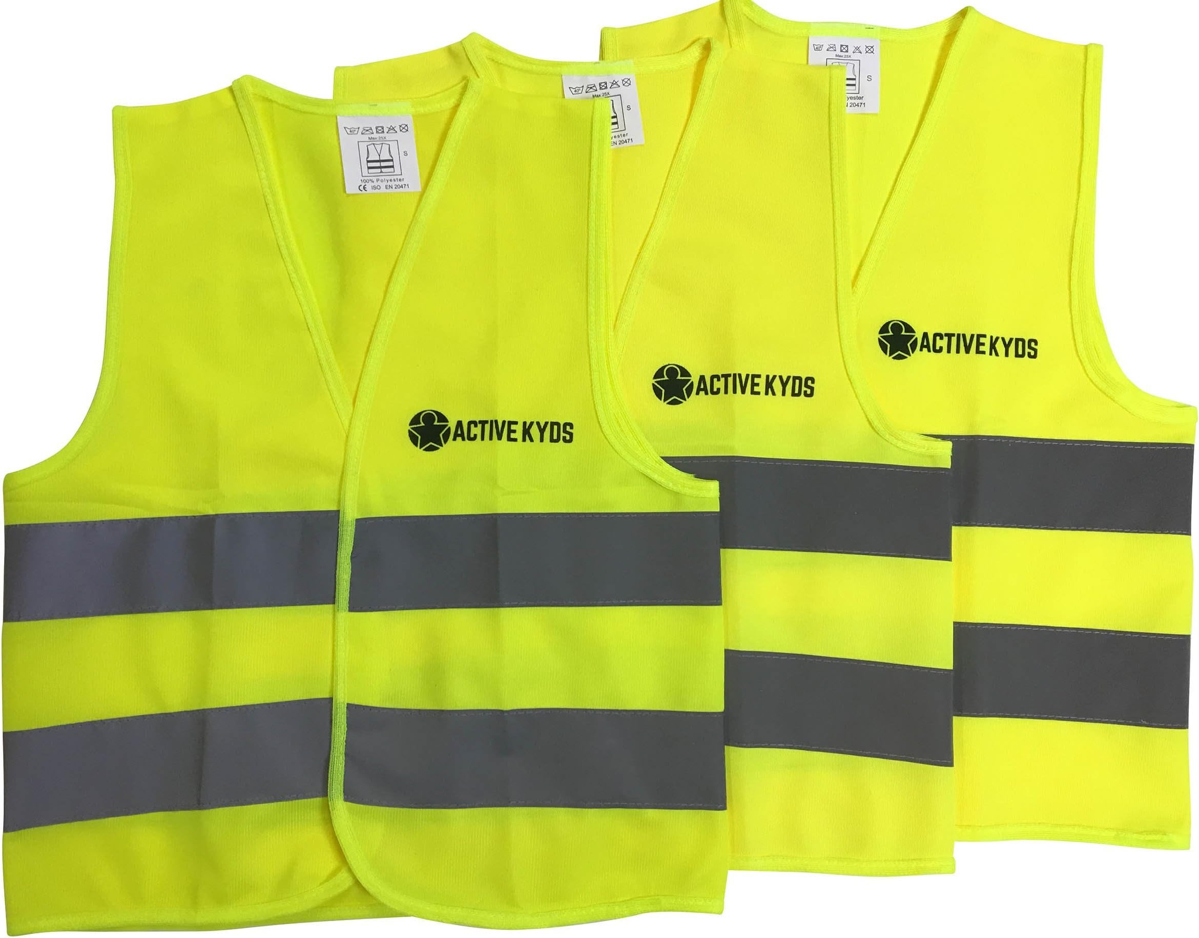 Active Kyds 3 Pack Medium High Visibility Kids Safety Vest for Construction Costume, Biking