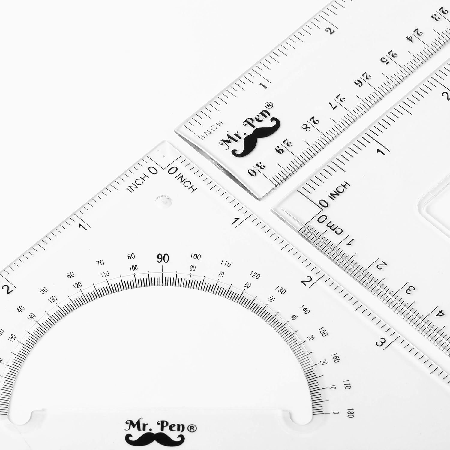 Mr. Pen- Triangle Ruler, Square and Ruler Set, Ruler Set, 3 Pack, Set Square, Geometry Set, Square Ruler, Protractor for Geometry, School Geometry Set, Math Protractor, Geometry Rulers, Math Ruler : Office Products