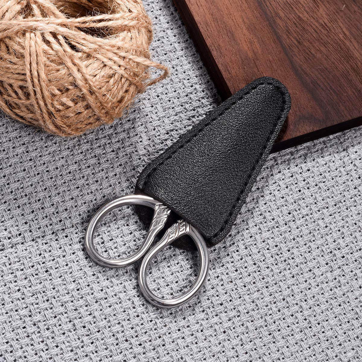 HITOPTY Small Precision Scissors, 3.5inch Stainless Steel Multi-Purpose Vintage Beauty Grooming Kit for Facial Hair, Eyebrow, Eyelash, Beard, Moustache with PU Sheath : Beauty