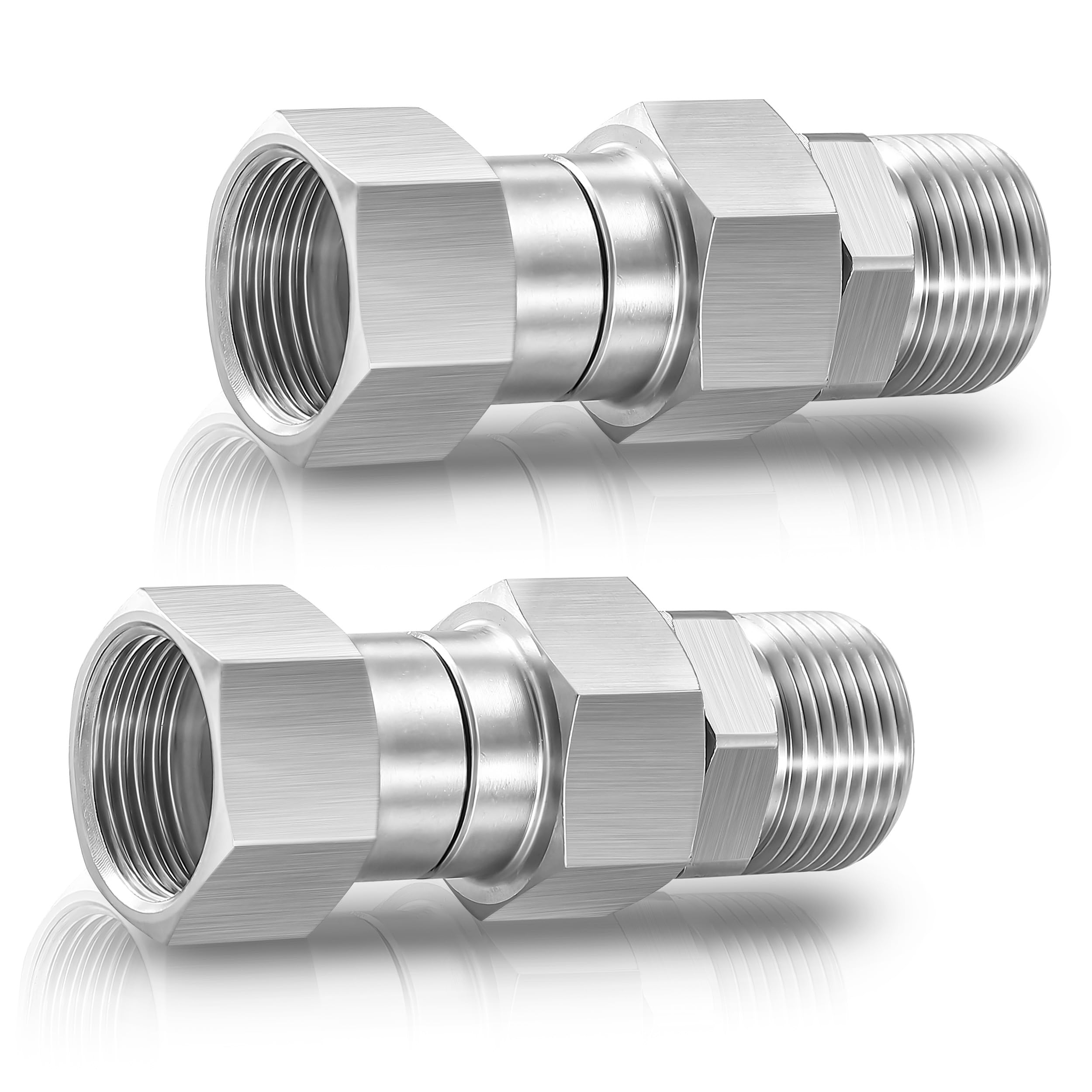 Photo 1 of M MINGLE Pressure Washer Swivel Fitting, Metric M22 14mm Thread, Stainless Steel, 4500 PSI, 2 Pcs