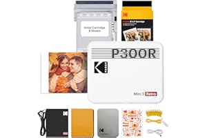 KODAK Mini 3 Retro 4PASS Portable Photo Printer (3x3 inches) Initial 8 Sheets + 30 Sheets + Gift Bundle, White