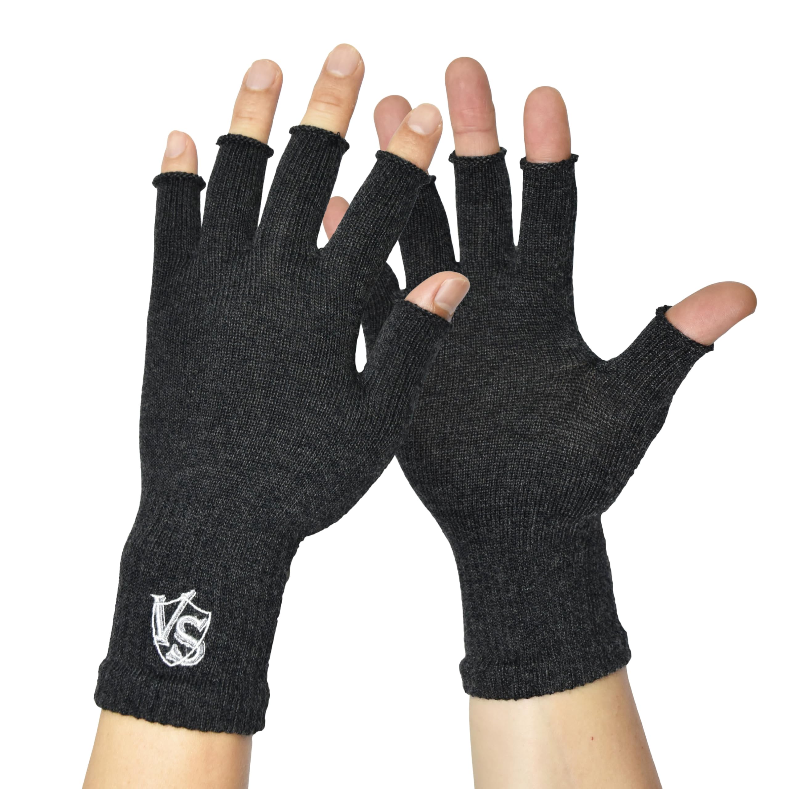 Vital Salveo – Stretchy Fingerless Texting Circulation Fingerless Recovery Arthritis Carpal Tunnel Gloves (Pair)-XL-Dark Grey