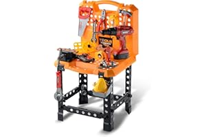 Toy Choi's 82pcs Kids Tool Bench Toy for Age 2-4 - STEM Construction Kid Tool Set Toddler Workbench with Realistic Tools Electric Drill, Build a Tool Bench for Kids Ages 3-5 4-7