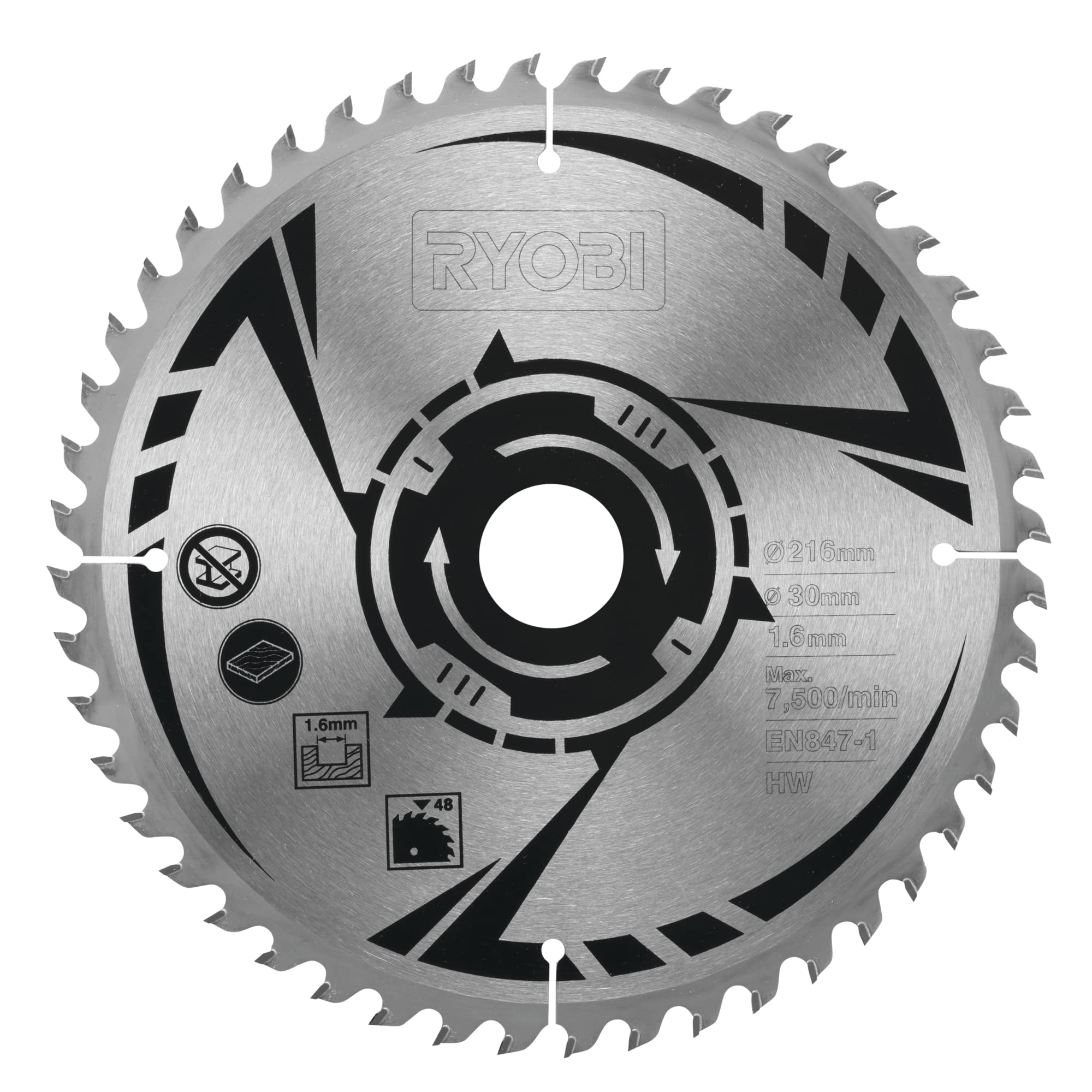 Ryobi SB216K16T48A1 216mm 48TCT Mitre Saw Blade (Single)