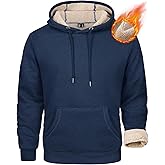 MAGCOMSEN Men's Heavy Hoodie Sherpa Fleece Lined Pullover Thick Winter Hooded Sweatshirt