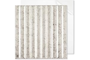 Diflart Peel and Stick Mirror Backsplash Tile, Light Antique, 11.8 x 11.8 Inch, Beveled Mirror Strip Tile for Kitchen Bathroo