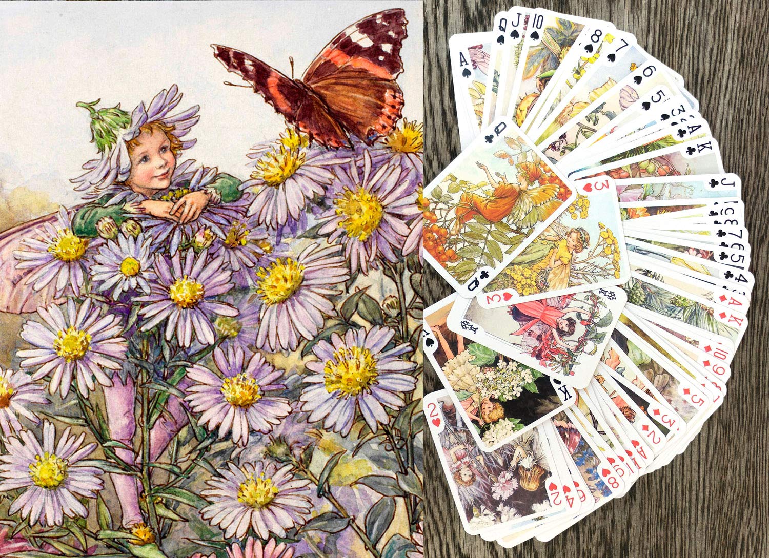FLONZGIFT Flower Fairy Playing Cards (Poker Deck 55 Cards All Different) Flower Fairy Vintage Children Book Illustration