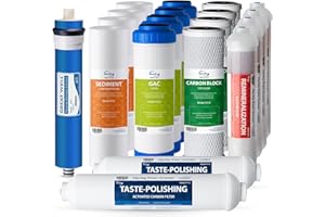 iSpring F19K75 NSF Certified 2-Year Replacement Filter Set for 6-Stage Reverse Osmosis Systems, Alkaline Mineral Filter, 19-Count, Long-Lasting Purification