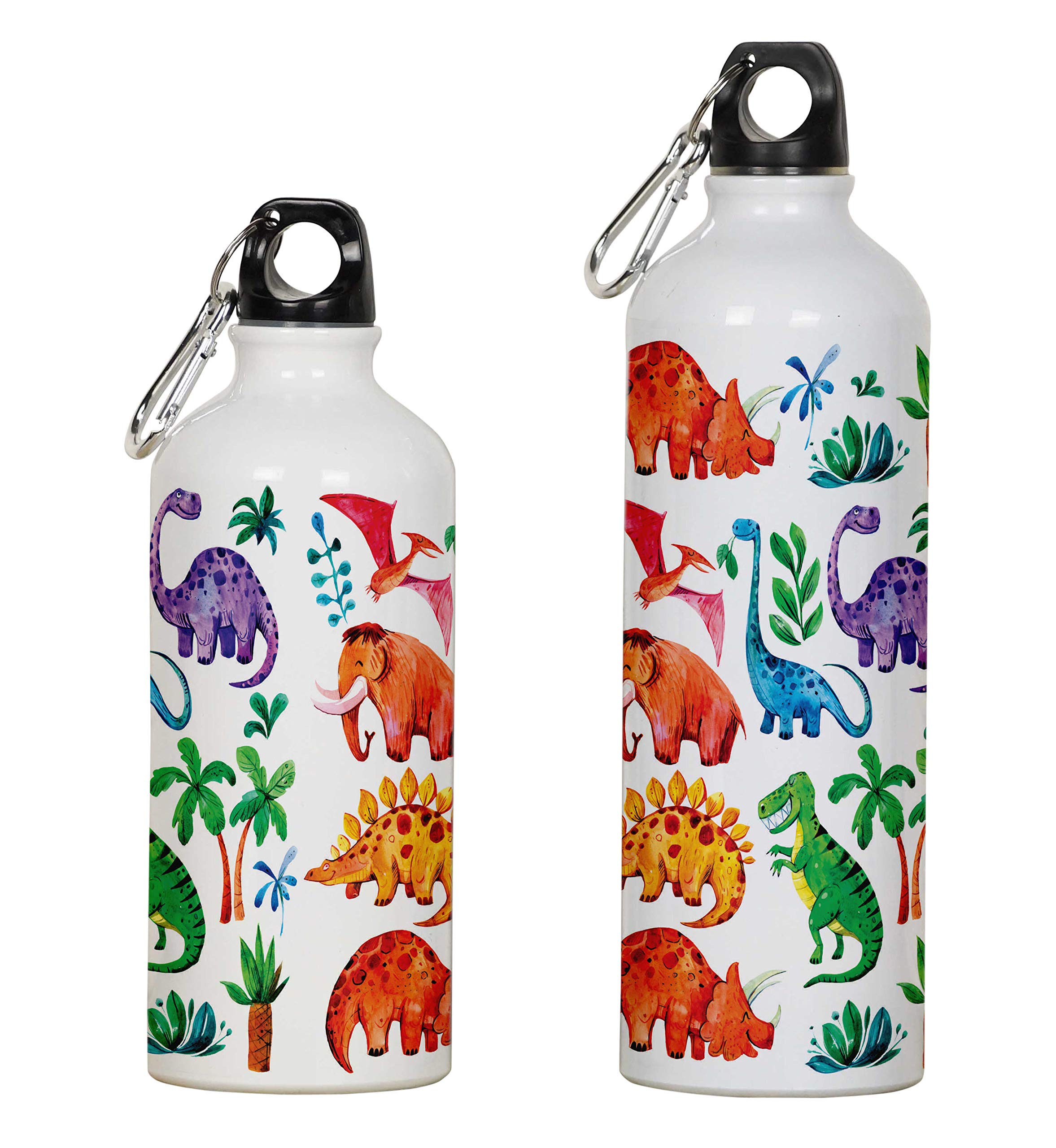Printtoo Aluminum Sport Water Bottle Dinosaur Mammoth Print Print Travel Bottle With Carabiner Clip 750ml/25.3oz