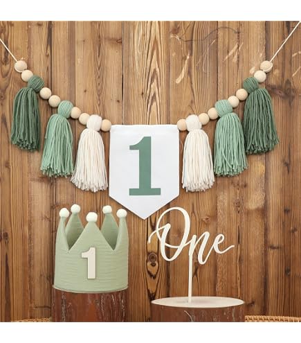 1st Birthday High Chair Banner Decorations - Blue Tassel Garland & Hat For Boy's Party - View #14