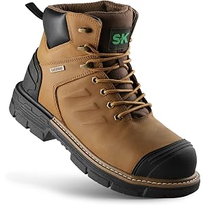 SK Men's Composite Toe Work Boots, Waterproof Puncture Resistant Boots | ASTM F2413-24 Certified, Impact & Electrical Guard,