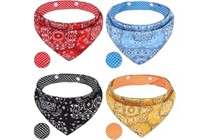 PAWCHIE Dog Bandanas Small Reversible Styles Pet Triangle Scarf Bibs - Adjustable with Two Snaps - Kerchief Set Accessories for Dogs, Puppy, Cats Red