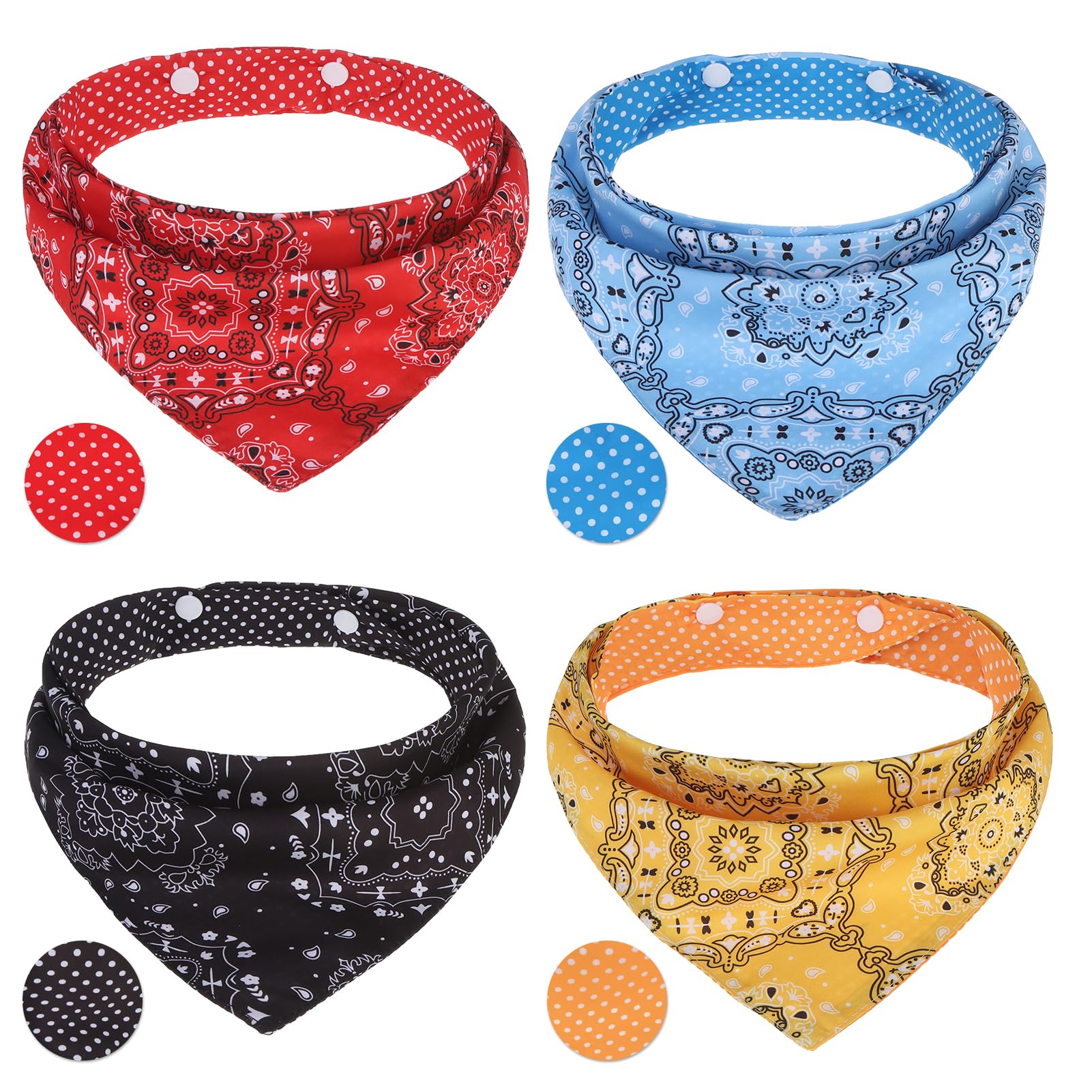 PAWCHIE Dog Bandanas Small Reversible Styles Pet Triangle Scarf Bibs - Adjustable with Two Snaps - Kerchief Set Accessories for Dogs, Puppy, Cats