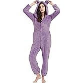 COZYPOIN Womens Fleece Onesies Pajamas Fuzzy Sherpa Adult Hooded One Piece Onesie Winter Romper Flannel Loungewear Sleepwear