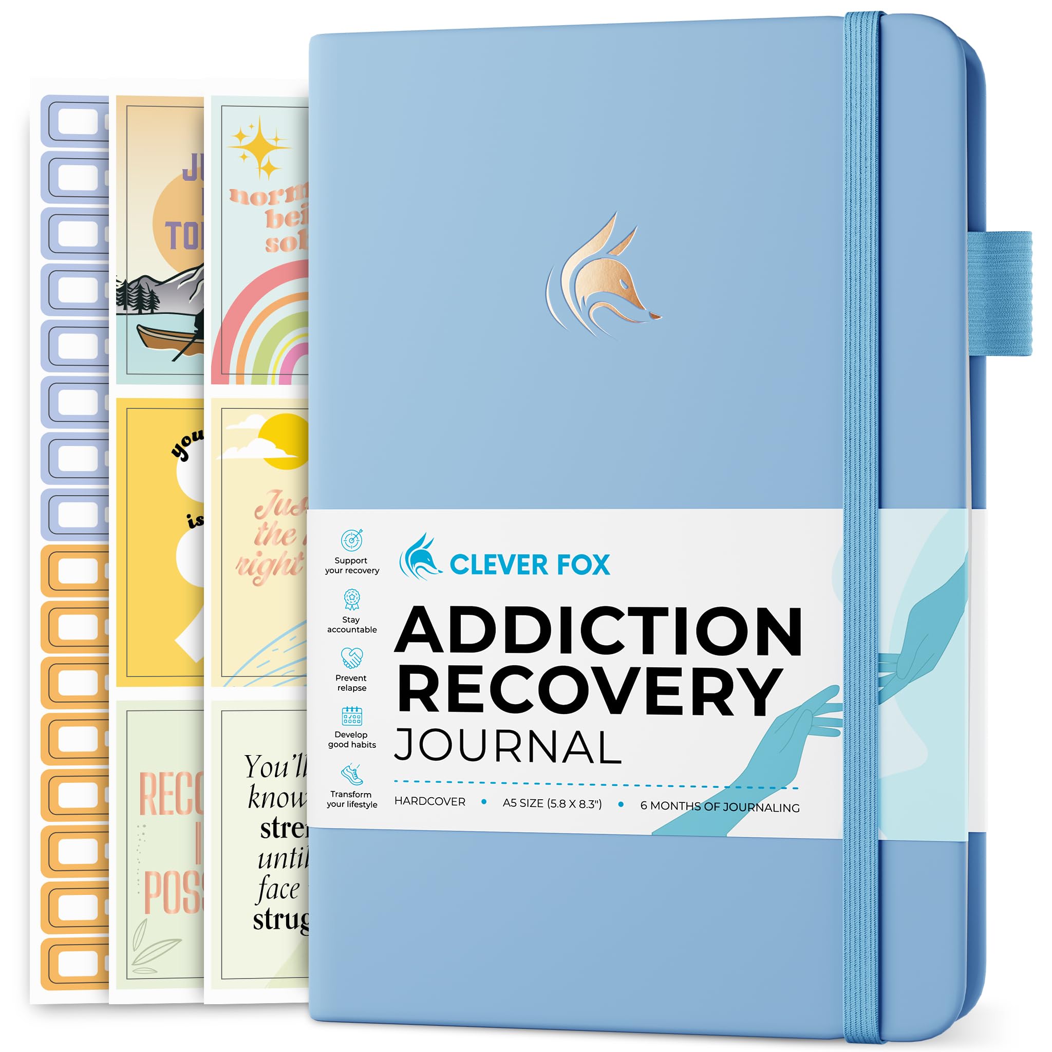 Clever Fox Addiction Recovery Journal – Guided Sobriety Workbook for Alcohol, Drug, Gambling, Eating & Other Addictions – Daily Planner to Support Recovery Progress – A5 Size (Light Blue) — image 1