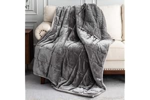 Uttermara Weighted Blanket Queen Size 20lbs 60x80 inches, Cozy Sherpa Weighted Blankets with Soft Plush Fleece, Warm Sherpa Snuggle Thick Heavy Blanket Great for Sleep and Calming, Grey