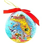 Florida Map Christmas Ornament Decoupage Souvenir Decoration of The Sunshine State