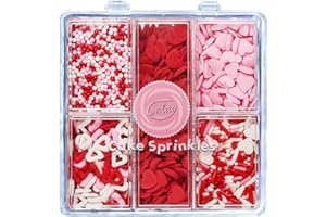 KERCKY Valentines Sprinkles for Baking, Pink, Red and White Heart Sprinkles for Valentines Cake Cookies Cupcake Decorating