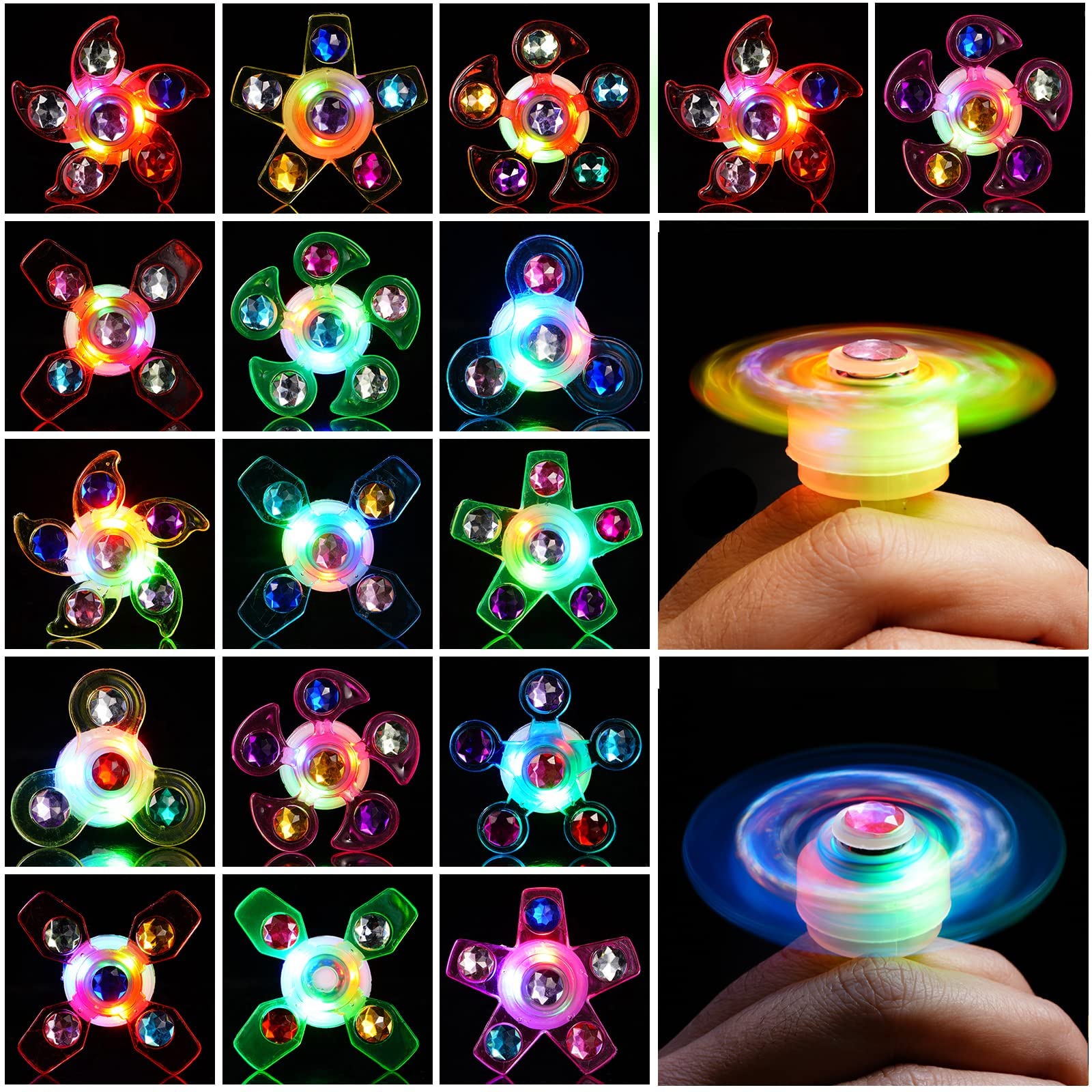 Mikulala Christmas Party Bag Fillers for Kids 24 Pack Light up Rings Back to School Gifts LED Party Favours Glow in The Dark Party Supplies for Kids Birthday Party Prizes
