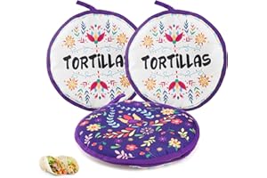 Lyellfe 3 Pack Tortilla Warmer Pouch, 12 Inch Insulated Cloth Taco Warmer Holder for Corn Flour Tortillas, Taco Tuesday Night, Halloween Party, Microwave Oven Freezer Safe