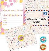 BestaFiesta 36 Pink Girls Party Invitations Folding Envelopes Holographic