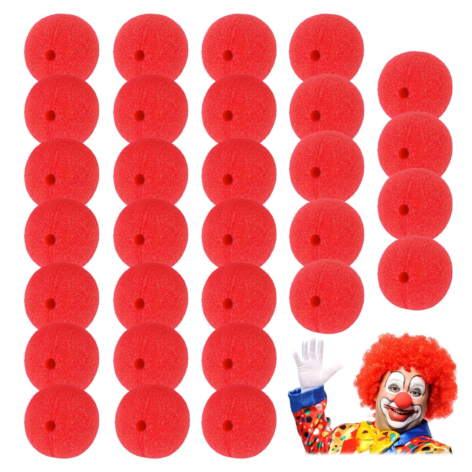 AWAVM 30PCS Red Clown Noses, Clowns Dressed Sponge Balls, Role-Playing, Party Props, Circus, Halloween, Christmas (5cm)