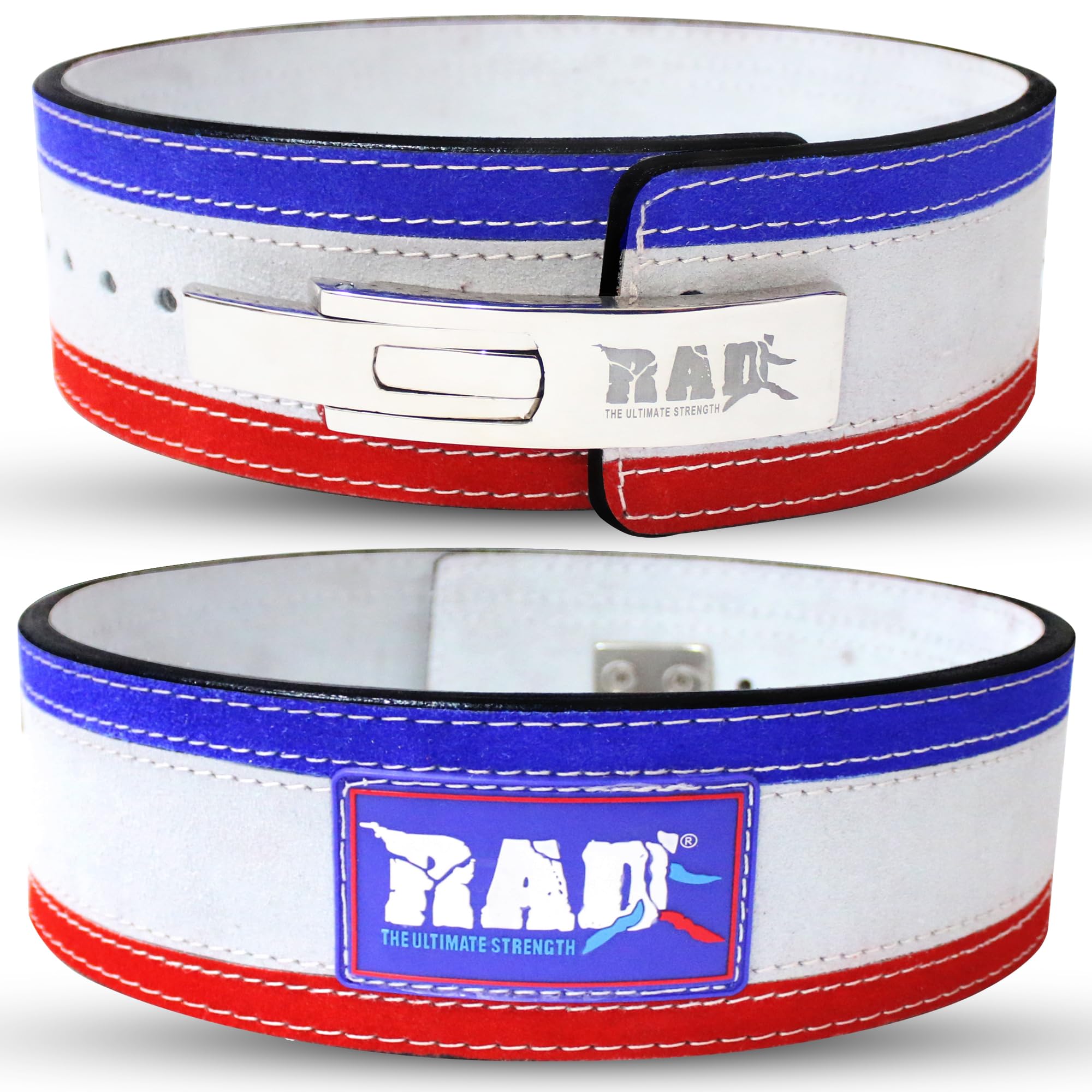 Photo 1 of RAD Lever Weight Lifting Gym Belt for Men & Women, Size 38-42 IN, Thick 10MM & Width 4 Inch, Leather, Flag, Jet Black, Pink Camo, Brown, Blue, Camo Green
