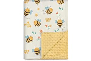 SANDJEST Bee Kid Blankets for Girls - 30 x 40 Soft Minky Blanket with Double Layer Dotted Backing - Gifts for Girl on Birthday Christmas