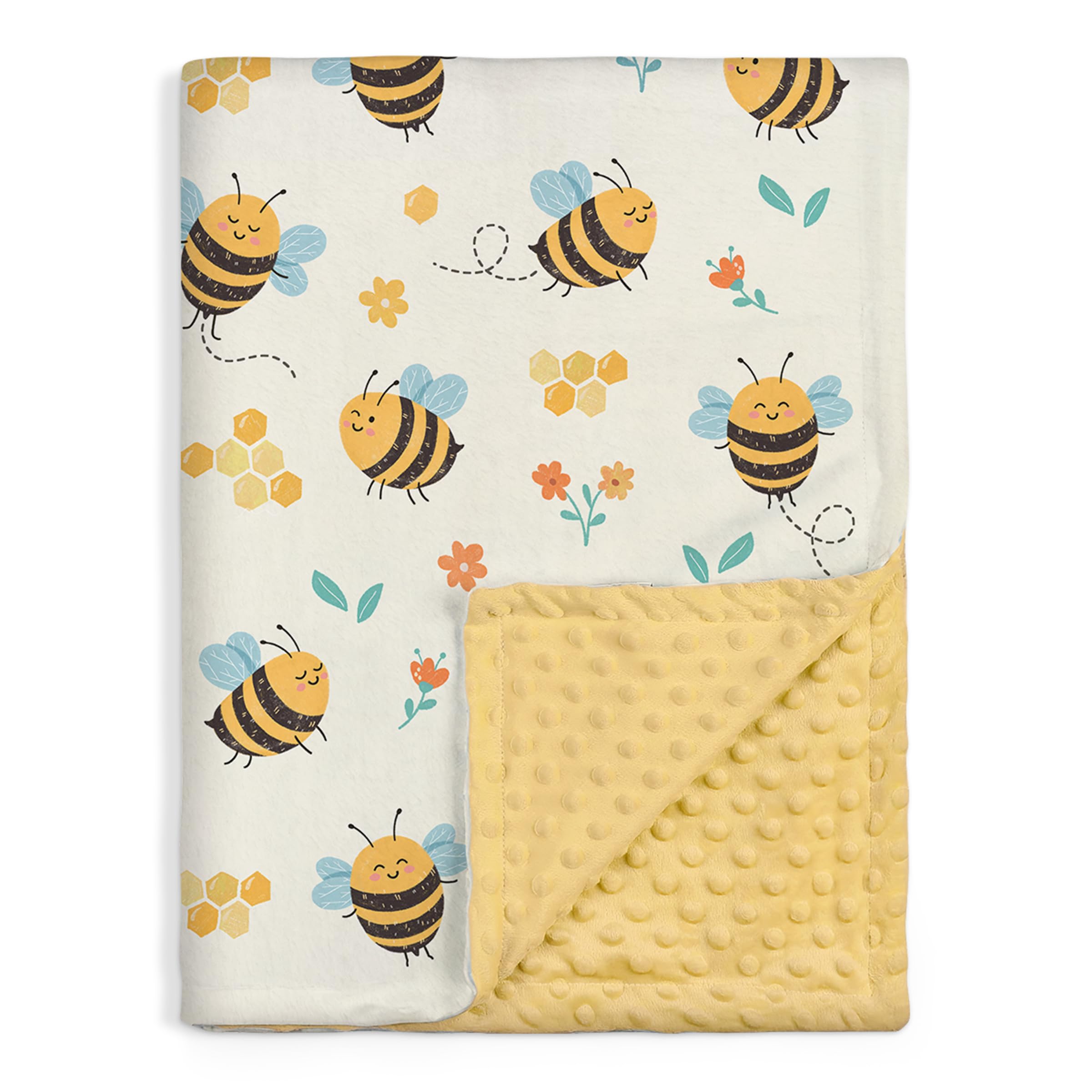 Photo 1 of Bee Kid Blankets for Girls - 30 x 40 Soft Minky Blanket with Double Layer Dotted Backing - Gifts for Girl on Birthday Christmas