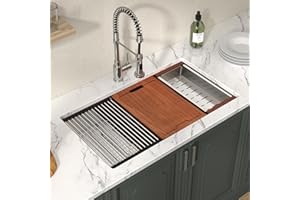 Lordear 30 Inch Undermount Kitchen Sink Workstation 16 Gauge Stainless Steel Under Counter Single Bowl Handmade Kitchen Sinks Basin 30x19x10 Inch