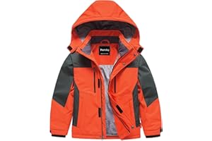 Pursky Boy's Waterproof Ski Jacket Kids Winter Snow Coats Fleece Raincoats Parka
