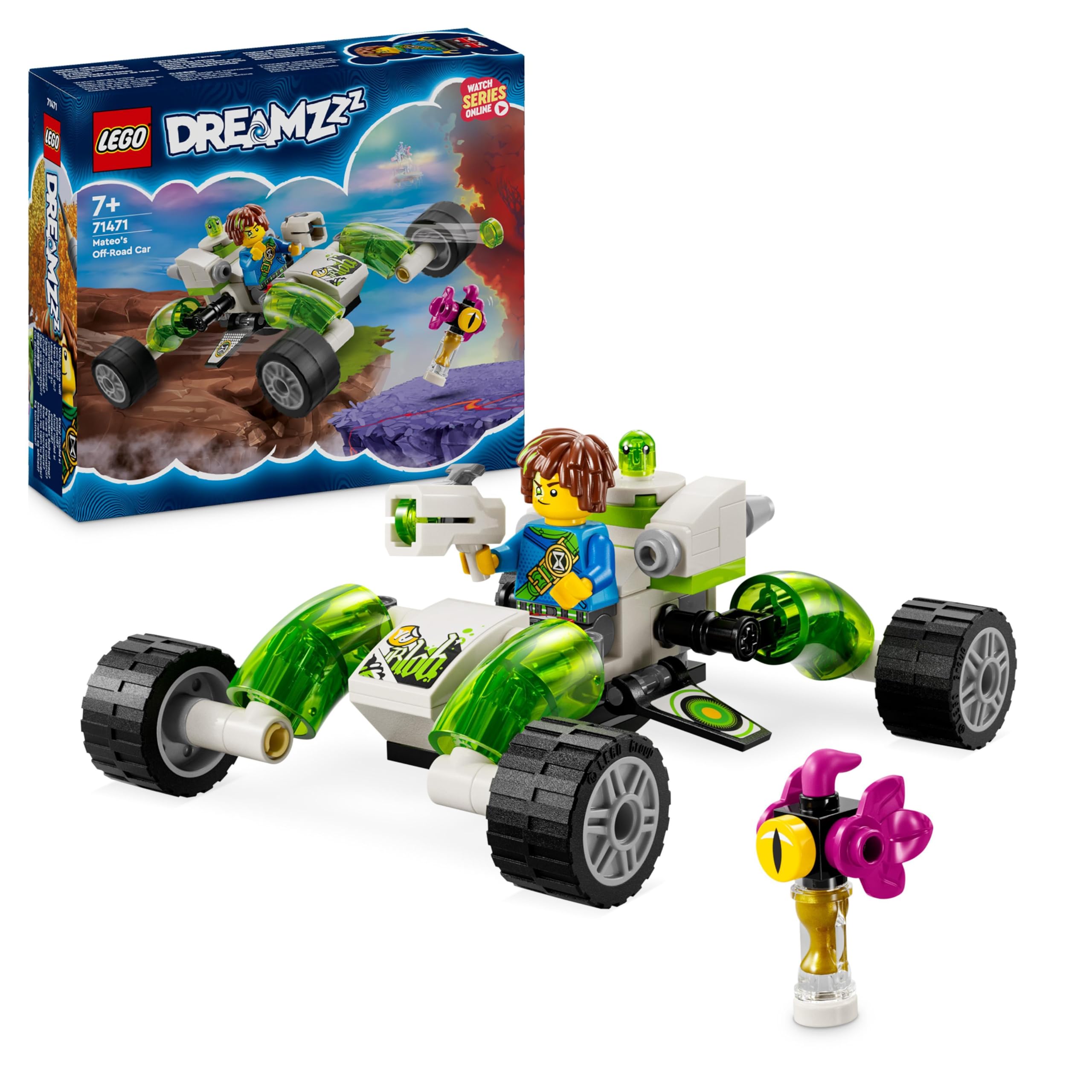 LEGO DREAMZzz 2-in-1 Mateo’s Off-Road Car Toy, Vehicle Model Set for Kids, Boys & Girls to Build a Dune Buggy or Helicopter, Includes Mateo a Minifigure plus Z-Blob, Collectible Building Toys 71471