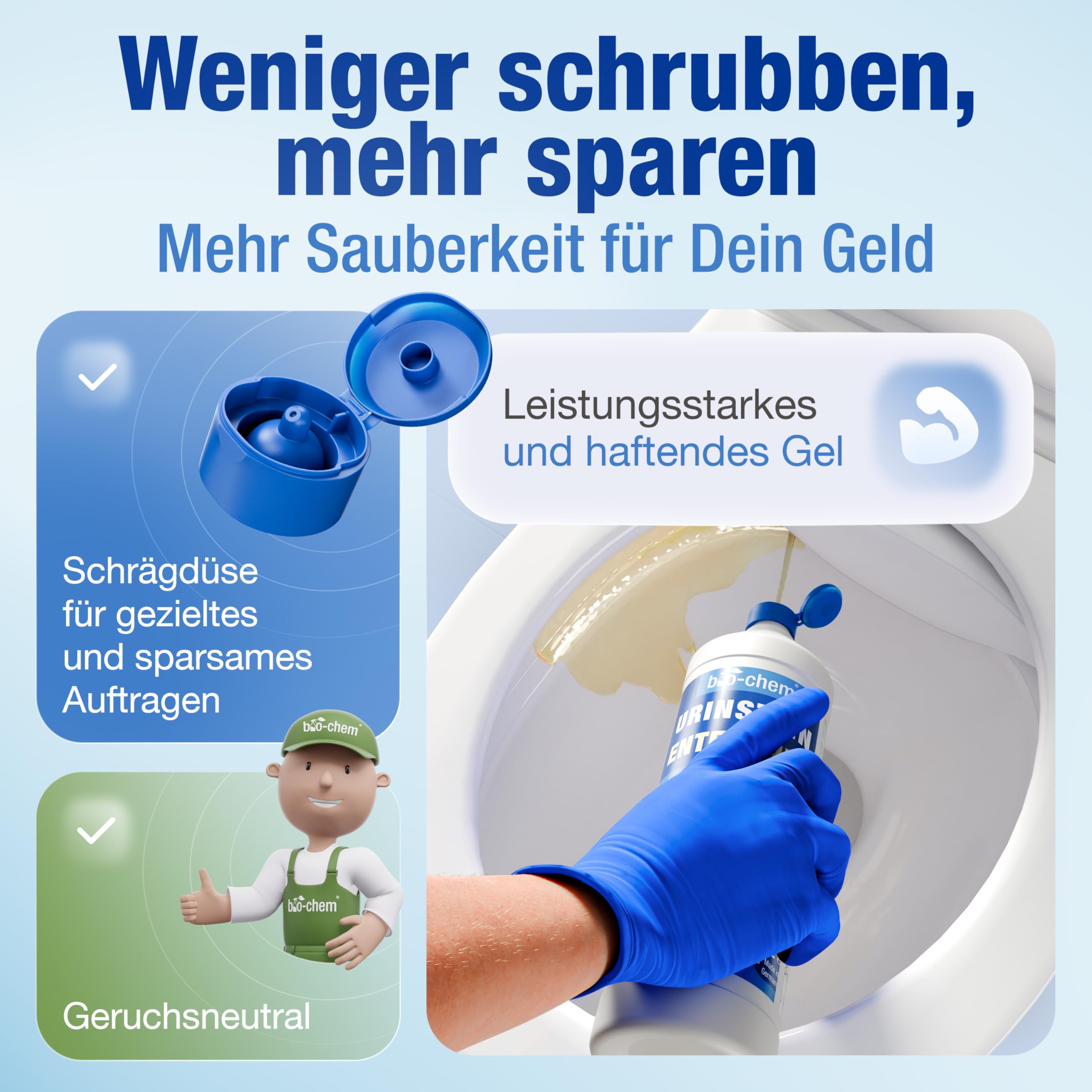 bio-chem Urinsteinentferner EXTRA STARK - 1000 ML - Extrem kraftvoller & hochkonzentrierter Profi WC-Reiniger - Entfernt mühelos hartnäckigste Ablagerungen und Gerüche - Made in Germany 4