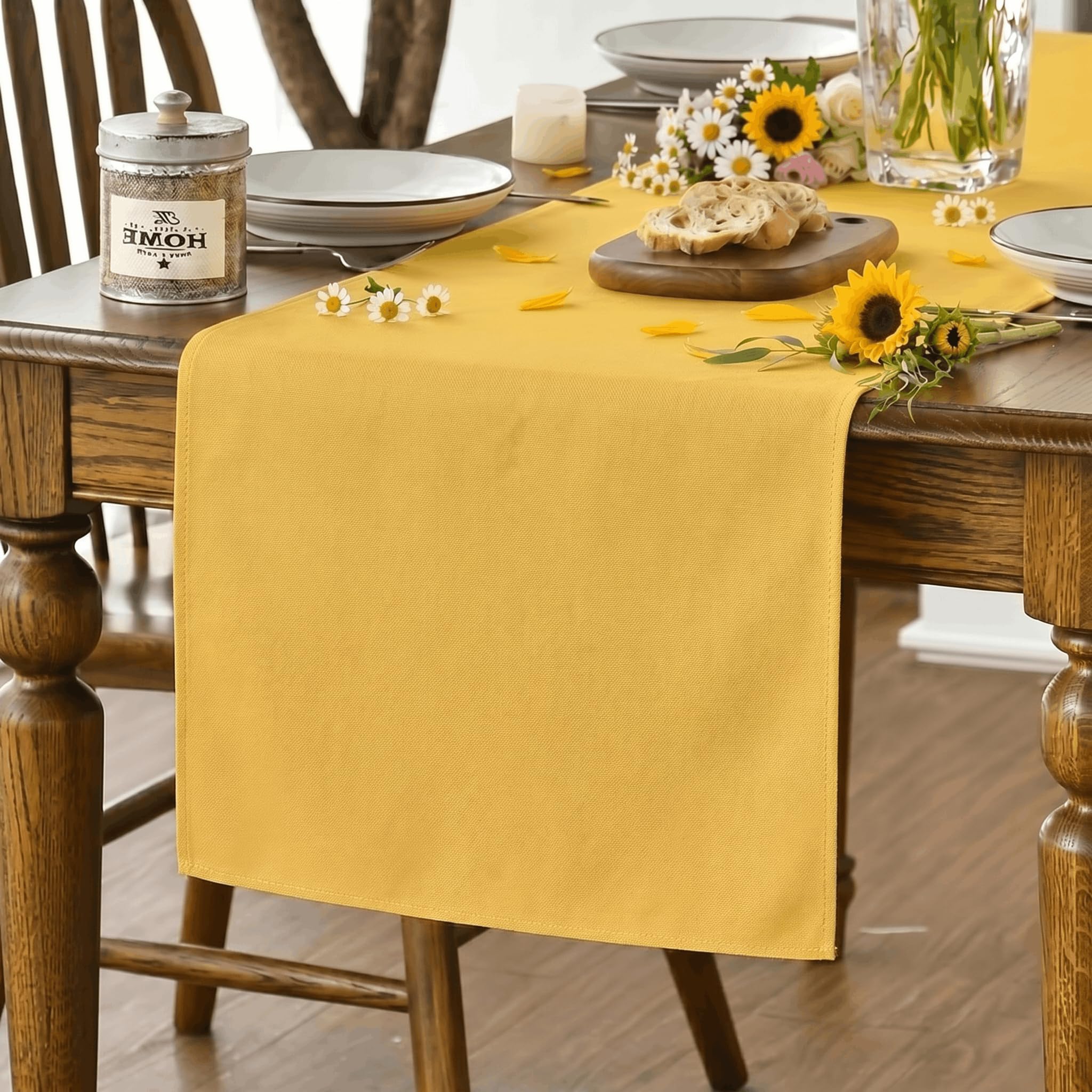 Artoid Mode Yellow Fall Table Runner, Seasonal Autumn Winter Machine Washable Kitchen Dining Table Decoration for Home Party Decor 40x180 cm