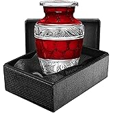 Trupoint Memorials Small Urns for Human Ashes Keepsake, Decorative Mini Cremation Urn for Adult Men and Women, Small Red with Silver Lining