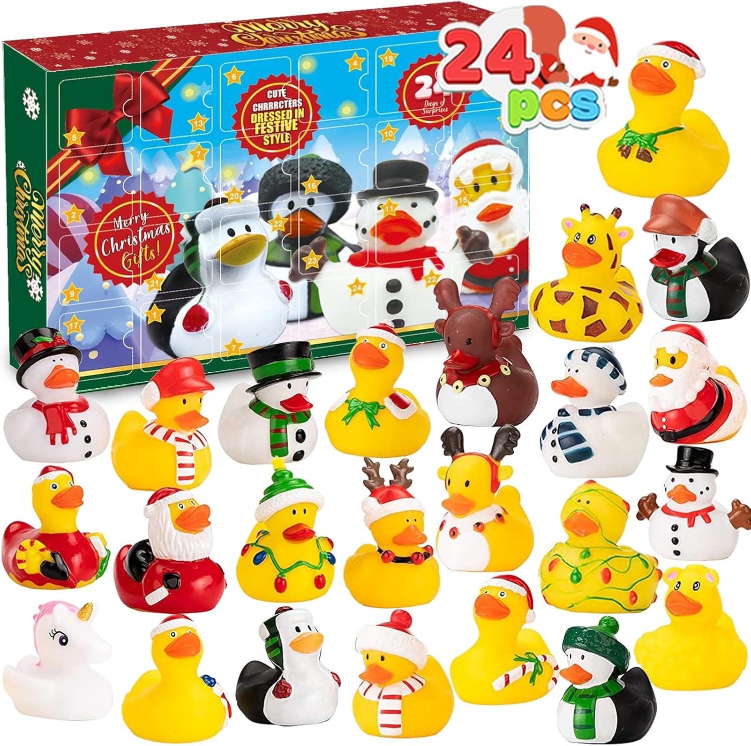 Advent Calendars - Advent Calendar 2023-24 Days Christmas Countdown Calendar for Kids - 24 Rubber Ducks Bath Toys - Christmas Countdown Toys Gifts for Boys, Girls, Kids - Christmas Party Favor Gifts