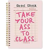 WARDOS Preppy Pink Funny Notebook Journal 5.5x8.3, Retro Trendy Pink Guest Check Journaling Notebook, Girly Preppy Aesthetic Journal for Women, Aesthetic Girly Office Supplies