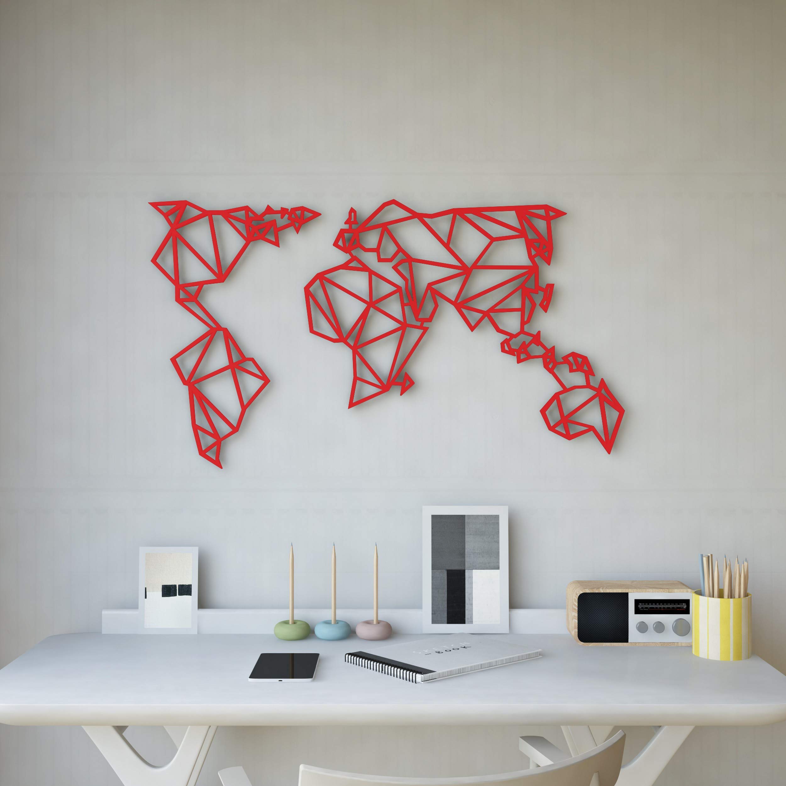Homemania Wall Decoration, Steel, red, 100 x 0.15 x 58 cm