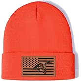 Ameican Flag Hunting Fishing Gifts Beanie Hat for Men Grandpa Dad Husband Hunters Deer Duck Retirement Gifts Gear Stuff