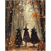 Reivworl Fall Paint by Numbers Kit for Adults, Witch Paint by Numbers, Adult Paint by Number Kits for Gifts and Home Wall Decor 16x20 Inch
