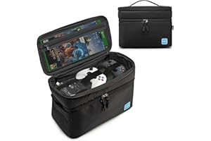 Ezgnuk Game Console Carrying Case Compatible with Xbox Series X, Portable Travel Storage Bag Comes with Protective, Enough Space for Storing Game Controllers, Cables, and Other Accessories.(Black)