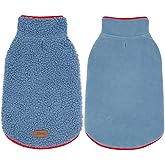 cyeollo Warm Dog Coat Sweater Reversible Dog Jacket Winter Fleece Sherpa Vest Pet Clothes Doggie Jackets for Cold Weather Puppy Cat Apparel Coats for Small Dogs, Blue M