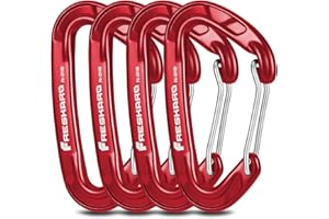 FresKaro 15kn Heavy Duty Wiregate Carabiners - for Camping Hiking or Hammocks - Aluminium Caribeaners for Backpacking and Dog Leash - Choice of Color Black, Blue, Green, Red, Orange