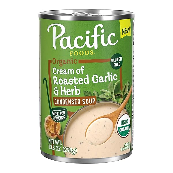 PACIFIC FOODS ORGANIC CONDENSED CREAM OF ROASTED GARLIC AND HERB SOUP, 10.5 OZ CAN