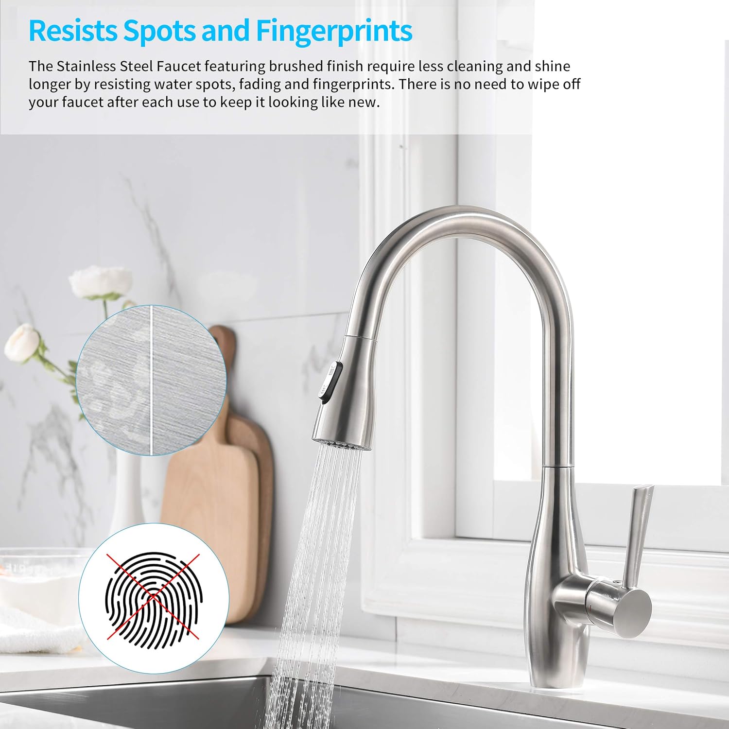 Kitchen Faucet with Pull Out Sprayer, Crea Single Lever Stainless Steel cUPC Certified Pot Filler Faucet with Magnetic Pull Out Sprayer - - 