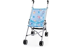 Bayer - Dolls Pushchair Light Blue - Buggy Umbrella Stroller Toy for Dolls, Foldable, Double Wheels - Dolls Up to 18” - Age 3