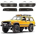 ECOTRIC Bumper Turn Signal Lights +Corner Side Marker Lamps Compatible with 1997-2001 Jeep Cherokee XJ Smoke Lens 4Pcs
