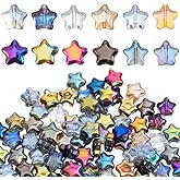 200Pcs 8mm Colorful Glass Star Beads, Crystal Star Beads for Crafting & DIY, Mixed Eletroplated Stars Bead for Jewelry Bracelet Necklace Making