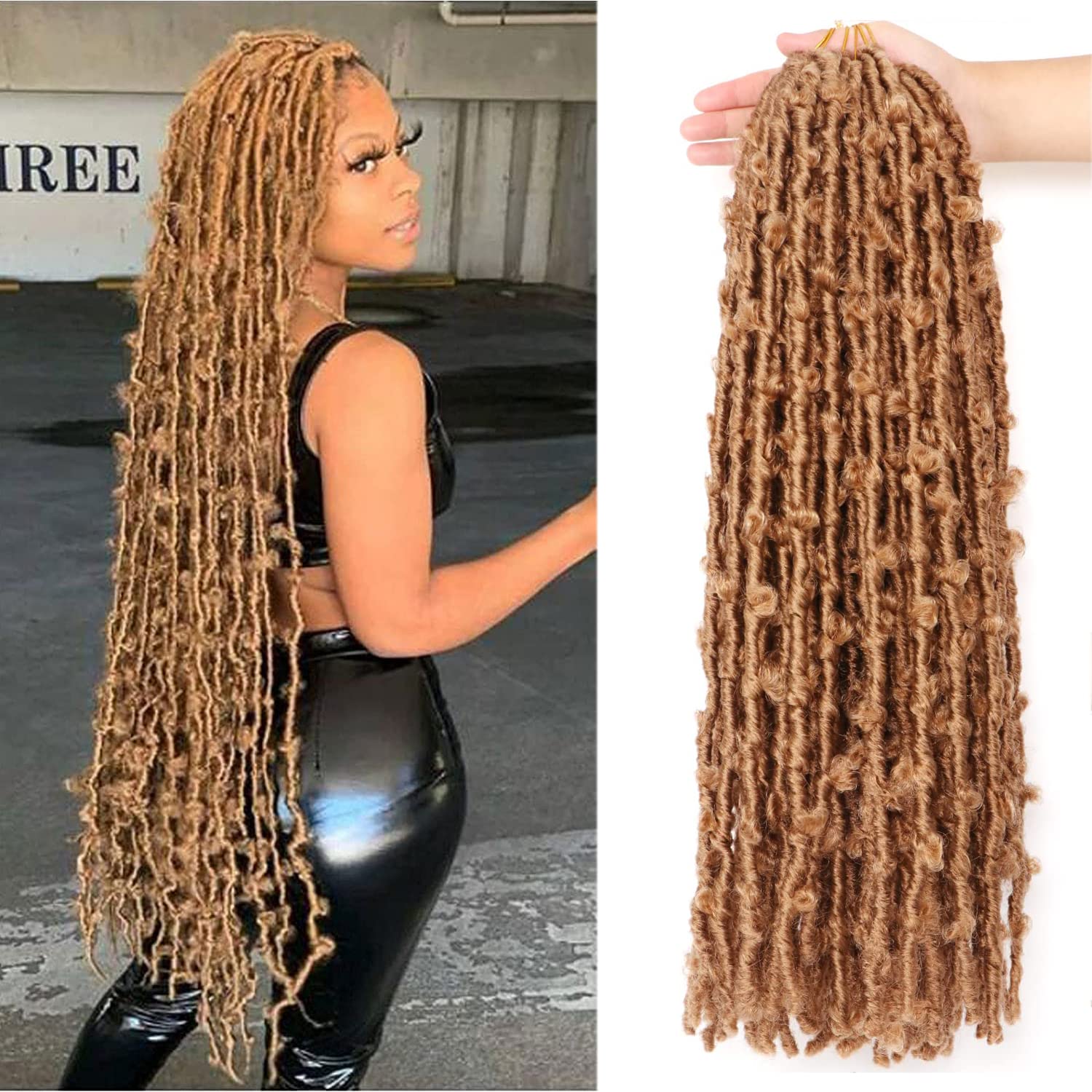 Butterfly Locs Crochet Hair 6 Packs Long Faux Locs Crochet Braids Pre looped Distressed Locs Soft Locs Crochet Dreadlocks Synthetic Hair Extensions (27#, 24 Inch (Pack of 6)) โ image 1