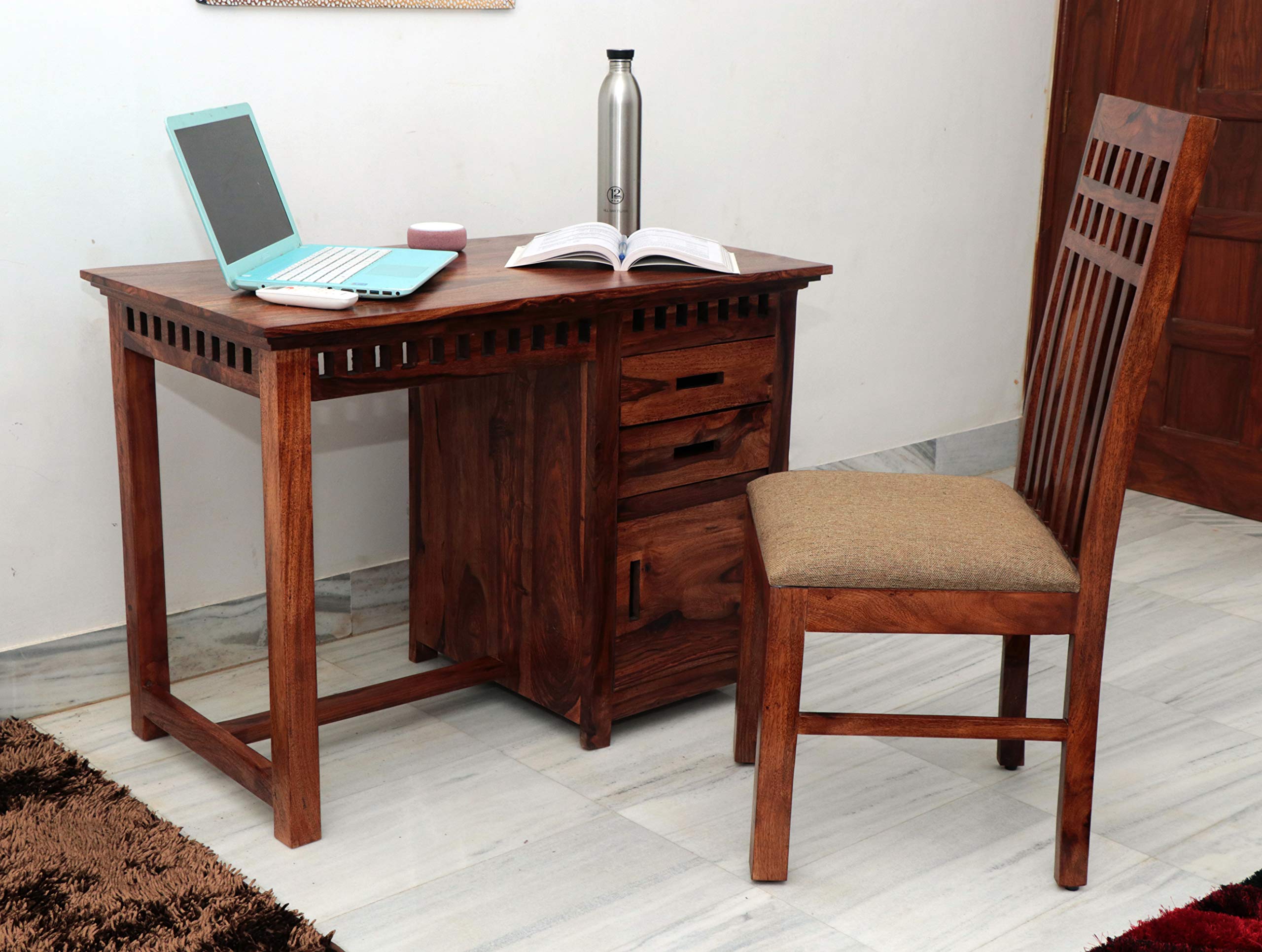 Buy Ganpati Arts Sheesham Wood Jali Writing Study Table with Drawer and